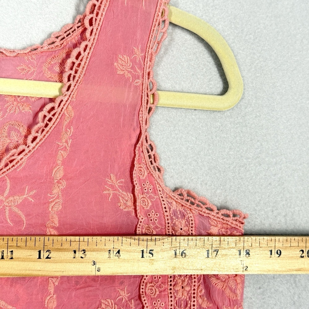 Johnny Was Top Womens Small Quynn Embroidered Floral Eyelet Crochet Tank Pink - Picture 14 of 15
